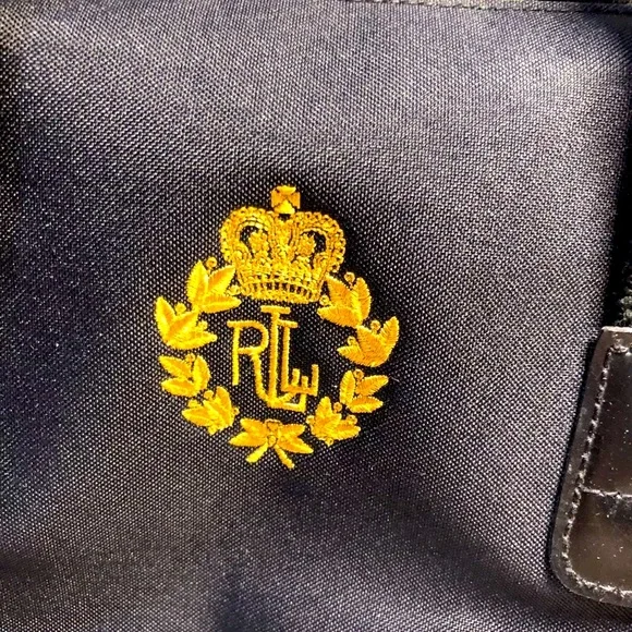 Black Tote Bag with Gold Emblem - Picture 4 of 8